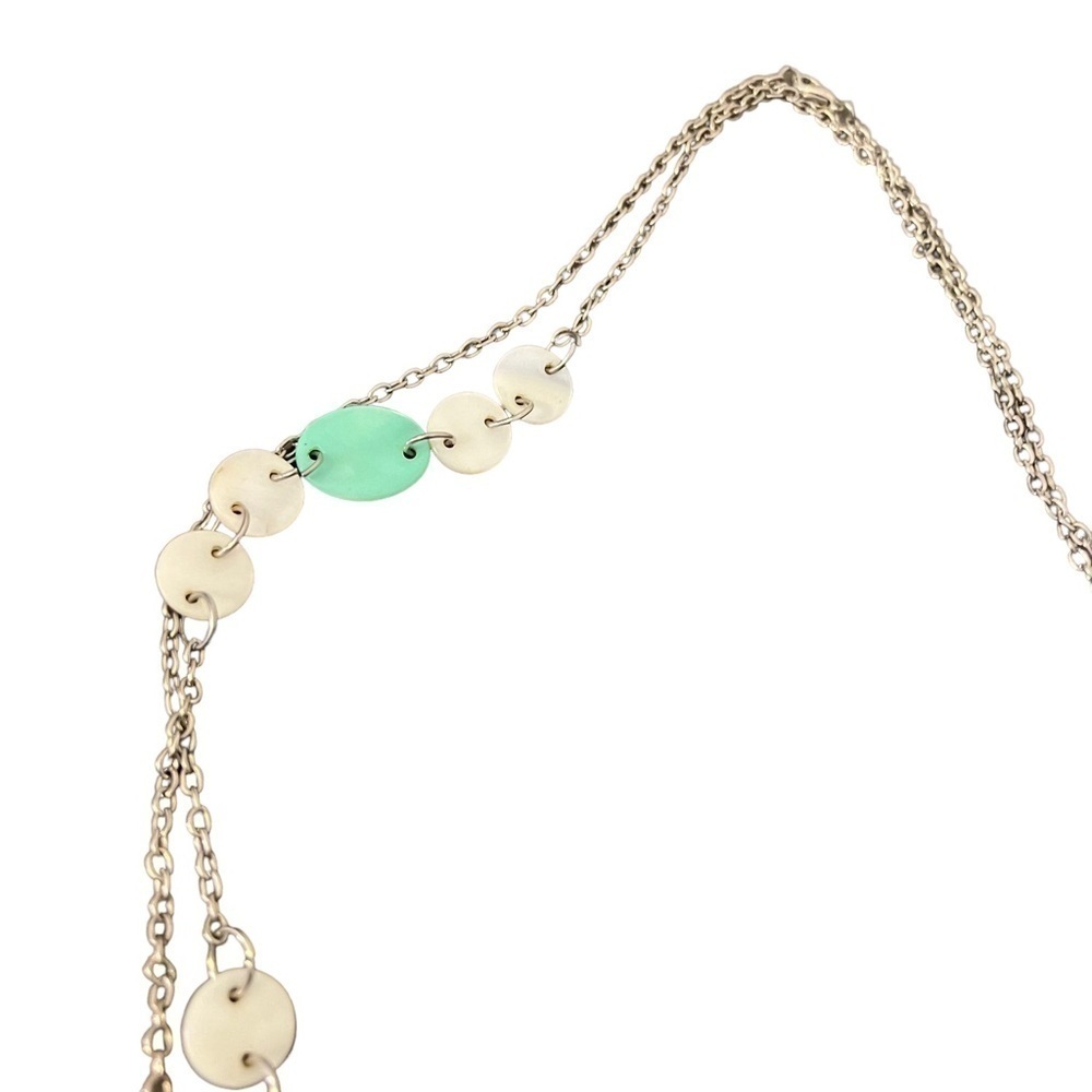 Silver Necklace Mint Green White Beads - Picture 4 of 6